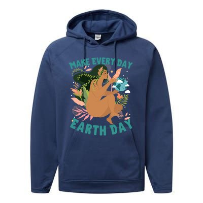 Happy Earth Day Mother Nature Make Everyday Earth Day 2021 Gift Performance Fleece Hoodie