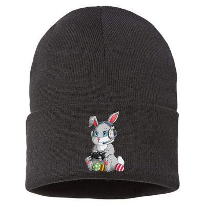 Happy Easter Day Bunny Egg Funny Gamer Sustainable Knit Beanie