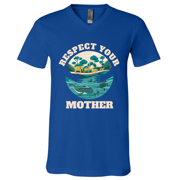 Happy Earth Day Respect Your Mother Funny Science Teacher Gift V-Neck T-Shirt