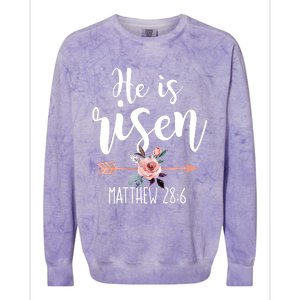 Happy Easter Day He Is Risen Floral Colorblast Crewneck Sweatshirt