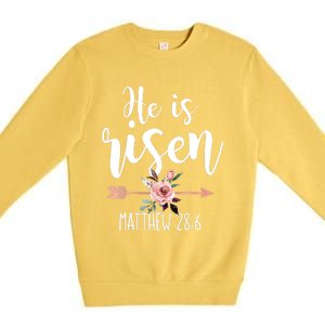 Happy Easter Day He Is Risen Floral Premium Crewneck Sweatshirt