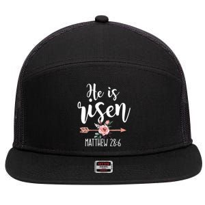 Happy Easter Day He Is Risen Floral 7 Panel Mesh Trucker Snapback Hat