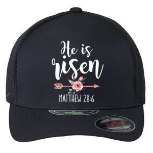 Happy Easter Day He Is Risen Floral Flexfit Unipanel Trucker Cap