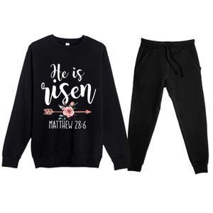 Happy Easter Day He Is Risen Floral Premium Crewneck Sweatsuit Set