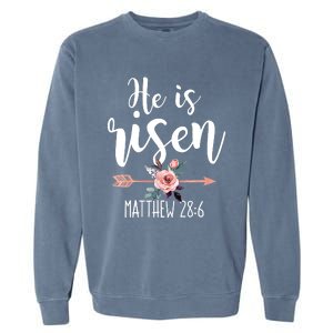 Happy Easter Day He Is Risen Floral Garment-Dyed Sweatshirt