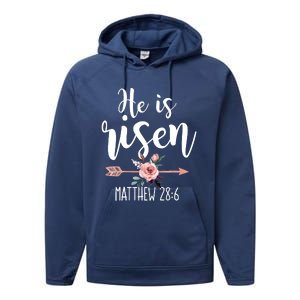 Happy Easter Day He Is Risen Floral Performance Fleece Hoodie