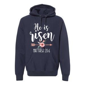 Happy Easter Day He Is Risen Floral Premium Hoodie