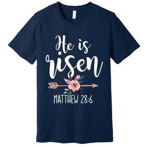 Happy Easter Day He Is Risen Floral Premium T-Shirt