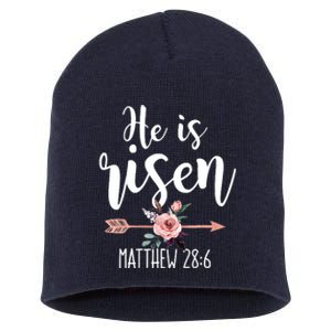 Happy Easter Day He Is Risen Floral Short Acrylic Beanie