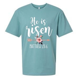 Happy Easter Day He Is Risen Floral Sueded Cloud Jersey T-Shirt