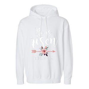 Happy Easter Day He Is Risen Floral Garment-Dyed Fleece Hoodie