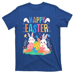 Happy Easter Day Funny Bunny With Eggs Easter Meaningful Gift T-Shirt