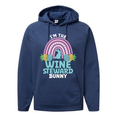 Happy Easter Day I'm The Wine Steward Bunny Funny Gift Performance Fleece Hoodie