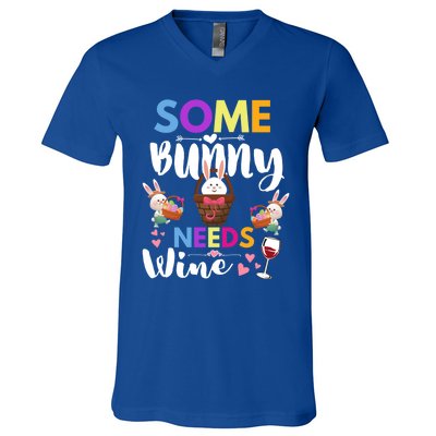 Happy Easter Day Some Bunny Needs Wine Rabbit Basket Stuffer Cute Gift V-Neck T-Shirt