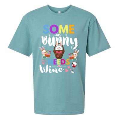 Happy Easter Day Some Bunny Needs Wine Rabbit Basket Stuffer Cute Gift Sueded Cloud Jersey T-Shirt