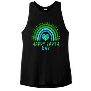 Happy Earth Day 2024 Cute Rainbow Earth Lover Gift Ladies PosiCharge Tri-Blend Wicking Tank