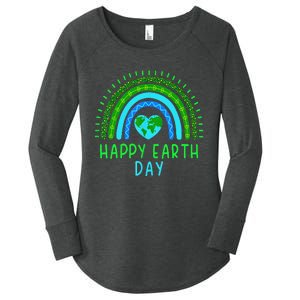 Happy Earth Day 2024 Cute Rainbow Earth Lover Gift Women's Perfect Tri Tunic Long Sleeve Shirt