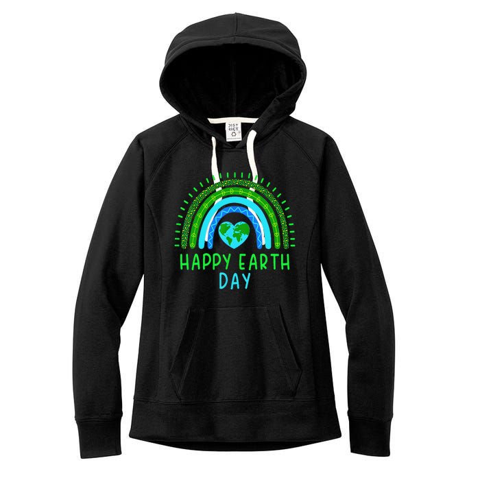 Happy Earth Day 2024 Cute Rainbow Earth Lover Gift Women's Fleece Hoodie