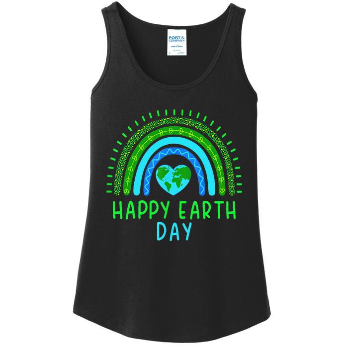 Happy Earth Day 2024 Cute Rainbow Earth Lover Gift Ladies Essential Tank