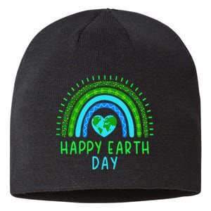 Happy Earth Day 2024 Cute Rainbow Earth Lover Gift Sustainable Beanie