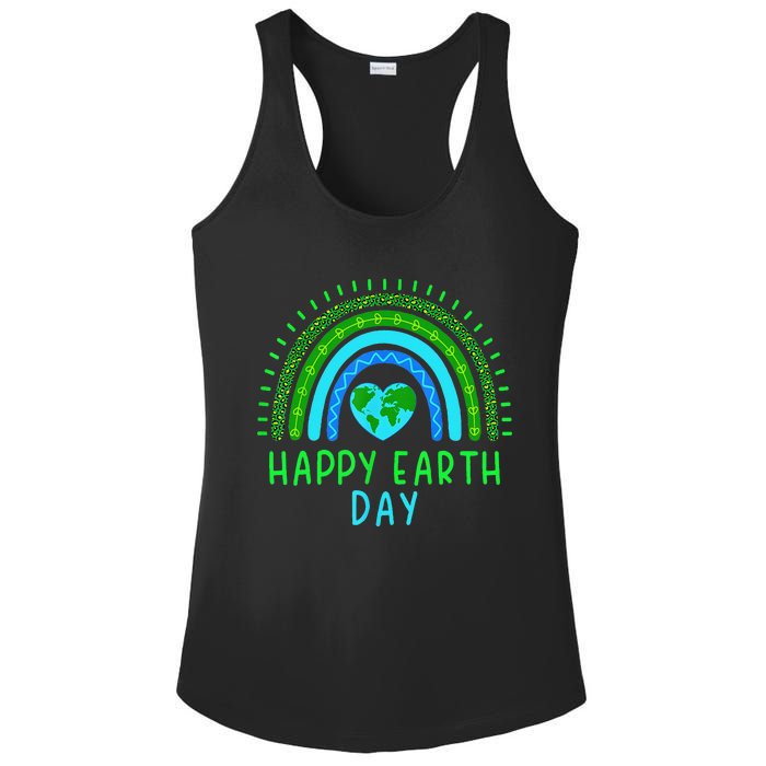 Happy Earth Day 2024 Cute Rainbow Earth Lover Gift Ladies PosiCharge Competitor Racerback Tank