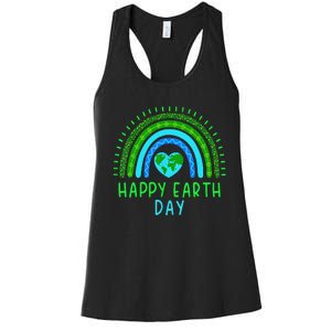 Happy Earth Day 2024 Cute Rainbow Earth Lover Gift Women's Racerback Tank