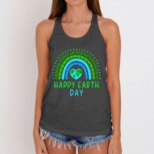 Happy Earth Day 2024 Cute Rainbow Earth Lover Gift Women's Knotted Racerback Tank