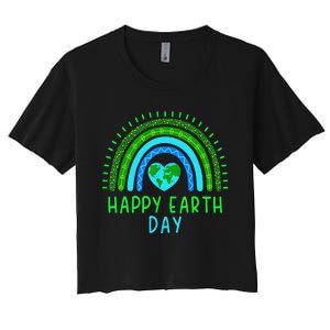 Happy Earth Day 2024 Cute Rainbow Earth Lover Gift Women's Crop Top Tee