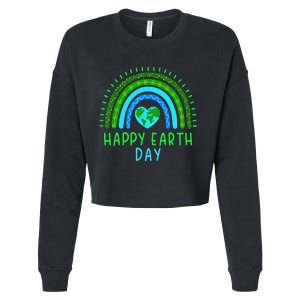 Happy Earth Day 2024 Cute Rainbow Earth Lover Gift Cropped Pullover Crew