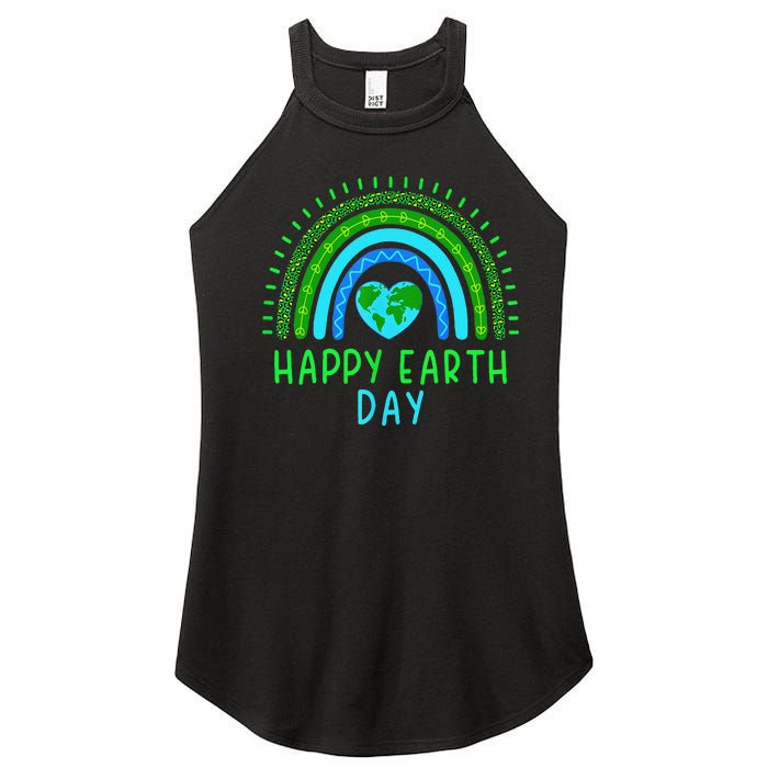 Happy Earth Day 2024 Cute Rainbow Earth Lover Gift Women's Perfect Tri Rocker Tank