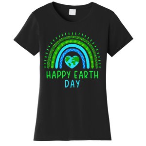 Happy Earth Day 2024 Cute Rainbow Earth Lover Gift Women's T-Shirt