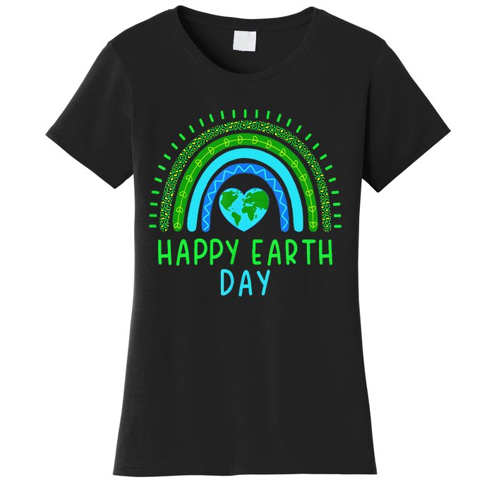 Happy Earth Day 2024 Cute Rainbow Earth Lover Gift Women's T-Shirt