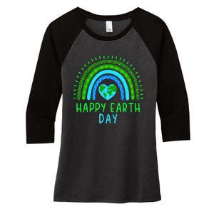 Happy Earth Day 2024 Cute Rainbow Earth Lover Gift Women's Tri-Blend 3/4-Sleeve Raglan Shirt