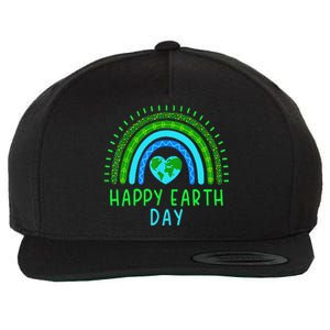 Happy Earth Day 2024 Cute Rainbow Earth Lover Gift Wool Snapback Cap