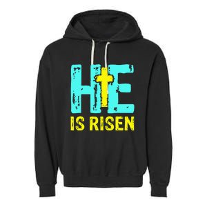 Happy Easter Day He is Risen Christian Easter Garment-Dyed Fleece Hoodie