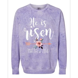 Happy Easter Day He Is Risen Floral Colorblast Crewneck Sweatshirt