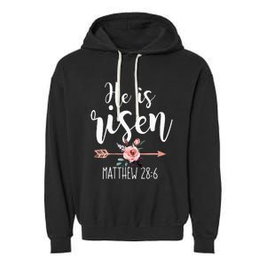 Happy Easter Day He Is Risen Floral Garment-Dyed Fleece Hoodie