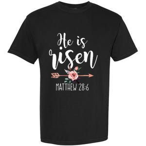 Happy Easter Day He Is Risen Floral Garment-Dyed Heavyweight T-Shirt