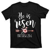 Happy Easter Day He Is Risen Floral T-Shirt