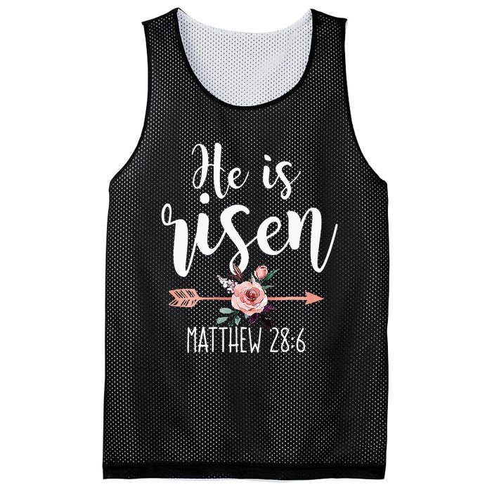 Happy Easter Day He Is Risen Floral Mesh Reversible Basketball Jersey Tank