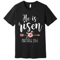 Happy Easter Day He Is Risen Floral Premium T-Shirt