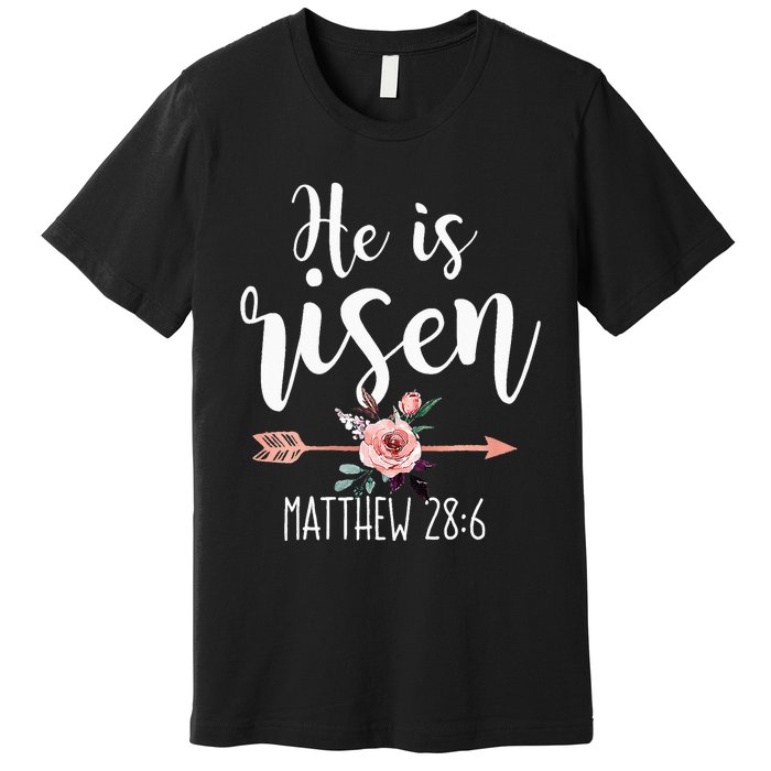 Happy Easter Day He Is Risen Floral Premium T-Shirt