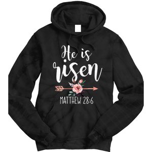 Happy Easter Day He Is Risen Floral Tie Dye Hoodie