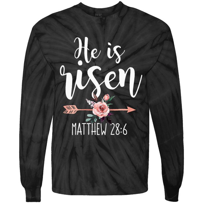 Happy Easter Day He Is Risen Floral Tie-Dye Long Sleeve Shirt