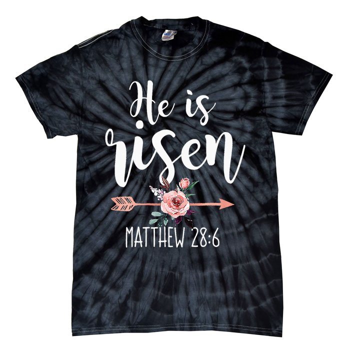 Happy Easter Day He Is Risen Floral Tie-Dye T-Shirt