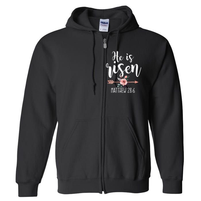 Happy Easter Day He Is Risen Floral Full Zip Hoodie