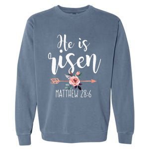 Happy Easter Day He Is Risen Floral Garment-Dyed Sweatshirt