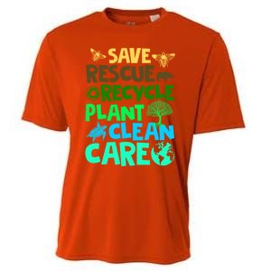 Happy Earth Day Gift Save Rescue Recycle Plant Clean Care Gift Cooling Performance Crew T-Shirt