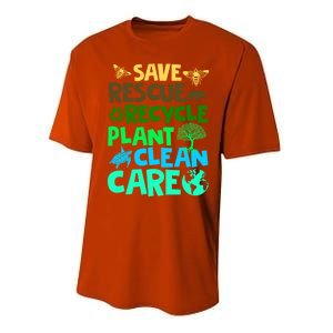 Happy Earth Day Gift Save Rescue Recycle Plant Clean Care Gift Performance Sprint T-Shirt