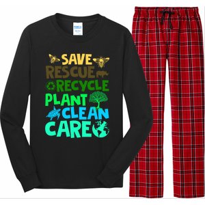 Happy Earth Day Gift Save Rescue Recycle Plant Clean Care Gift Long Sleeve Pajama Set